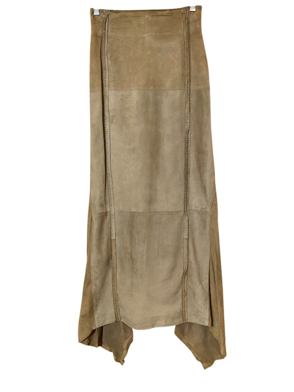 Archival Gianfranco Ferre Asymmetric 100% Goat Suede Midi Skirt Italy US 4